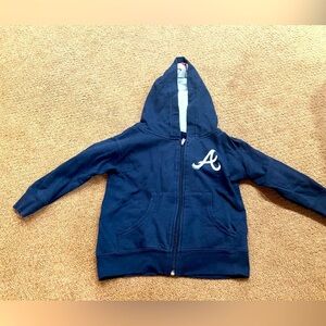 Atlanta Braves Kids Navy Blue Baseball Full-Zip Hoodie Size 4T